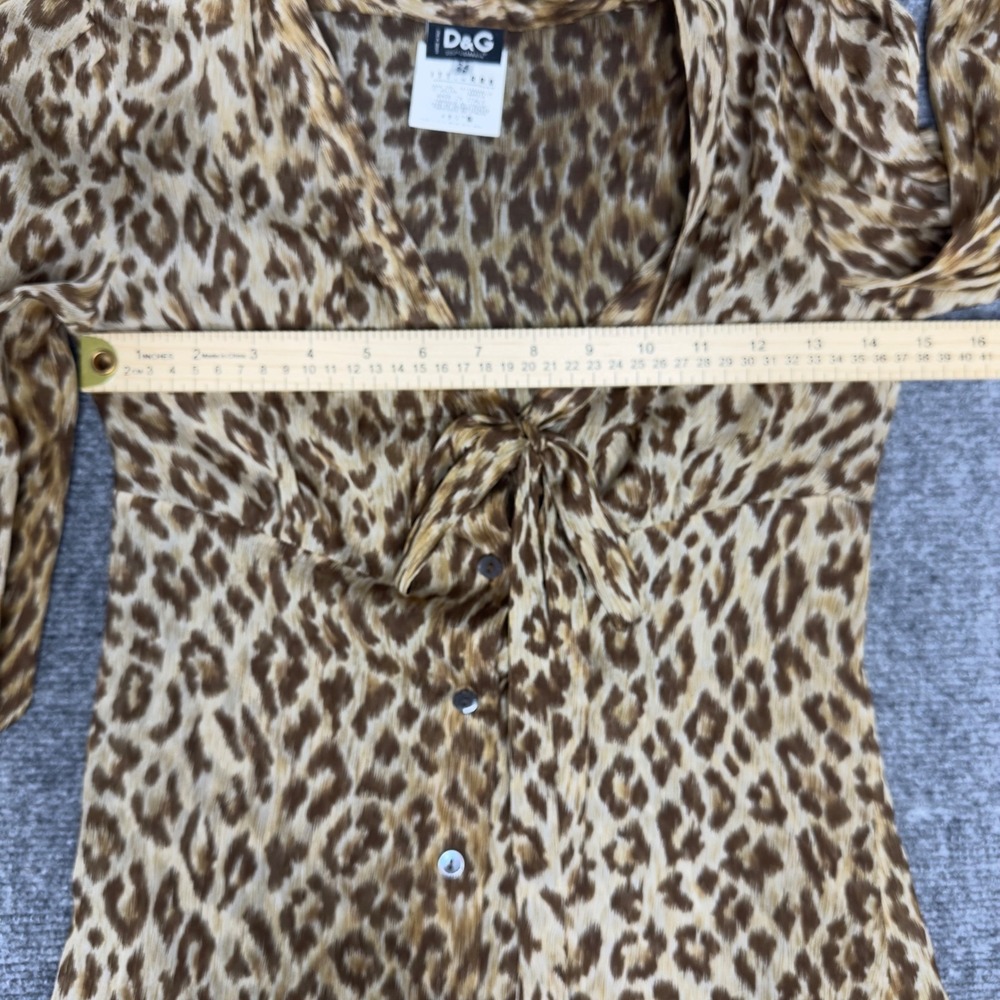 D&G Dolce Gabbana Leopard Silk Tie Blouse Womens IT38/XS Italy Luxury Maximalist - Picture 12 of 13